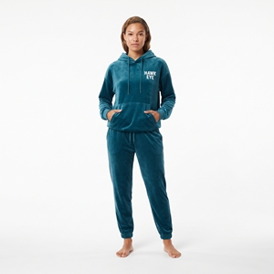 Ensemble de survêtement en velours personnalisé pour femme, coupe classique, sweat à capuche avec poche kangourou et pantalon de jogging, deux pièces en velours, tenue décontractée - Product Image 5