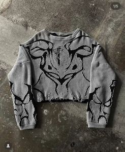 Sweat-shirt en tissu éponge imprimé croix gothique avec strass pour homme, col rond, coupe classique, hiver, écologique, séchage rapide, respirant - Product Image 6