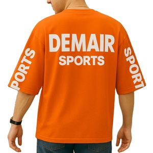 เสื้อยืดแขนสั้นโอเวอร์ไซส์แบบลำลองแนวสปอร์ตสำหรับผู้ชายมีสไตล์100% ไหล่ตกผ้าฝ้าย260กรัมเฮฟวี่เวทพิมพ์ลายด้านหลัง - Product Image 4