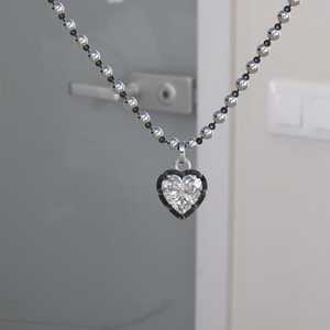 3.0ct Button Back Georgian Cut Collet Set <b>Heart</b> Moissanite Christian Party Pendant 14K Gold Rope Chain Luxury - Product Image 2