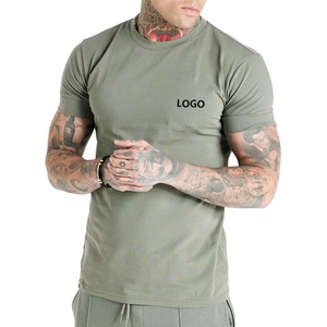 Camiseta de LICRA de algodón de 180gsm de alta calidad personalizada para hombre, camisetas de gimnasio con cuello liso para correr con estampado de verano 2025 - Product Image 1