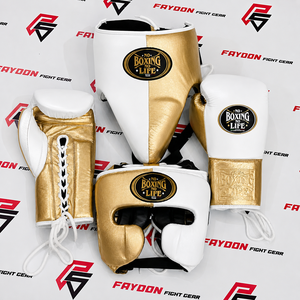 Set de Boxeo Profesional No Boxing No Life Marrón Dorado, Personalizado, Hecho a Medida, Guantes de Cuero Genuino, Protector de Cabeza y Ingle - Product Image 5