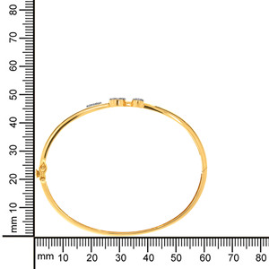 18K Yellow Gold Diamond Triple Circle Modern <b>Bangle</b> <b>Bracelet</b> for Women - Product Image 4