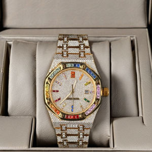 Montre de luxe Moissanite-Pass Diamond Tester, montre Moissanite 100% faite à la main, montre de bijoux étincelante, fournisseur de bijoux indiens - Product Image 4