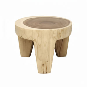 Mesa de Centro Nunu de Madera de Suar Hecha a Mano, Altura Ajustable, Ecológica, Orgánica, Rústica, Minimalista, Venta al por Mayor, Tronco Sólido, para Sala de Estar - Product Image 4