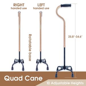 Bastón cuádruple de aleación de aluminio al por mayor para ancianos herramienta Premium de asistencia para caminar altura ajustable 65,5-88cm 110kg capacidad de carga - Product Image 3