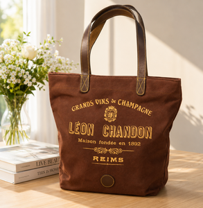 Sac fourre-tout vintage en toile avec deux poignées en cuir, fermeture éclair, résistant à l'eau et ciré, imprimé lettres, pour usage quotidien et voyage - Product Image 1