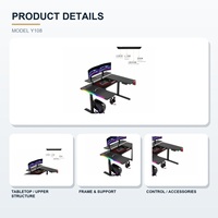 Bureau de jeu électrique RGB réglable en hauteur avec préréglages de mémoire pour l'e-sport et le télétravail
