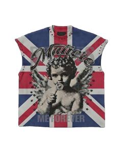 T-shirt tricoté personnalisé délavé à l'acide, col rond, 100% coton épais, impression sérigraphique tendance, manches courtes, vente en gros - Product Image 2