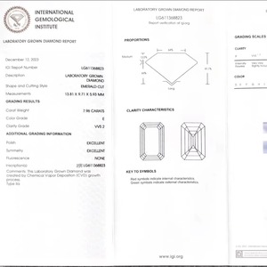 Diamant de laboratoire cultivé en vrac, taille émeraude, 5,05 carats, couleur F, pureté SI1, certifié IGI, HPHT CVD, pour la joaillerie - Product Image 6