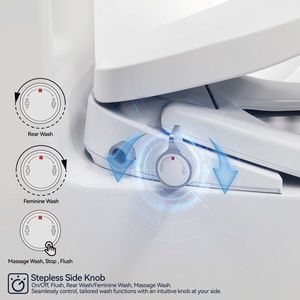 Siège de toilette intelligent électrique à double mode de commande avec siège chauffant réglable, buse de bidet portable, siège de toilette intelligent allongé - Product Image 4