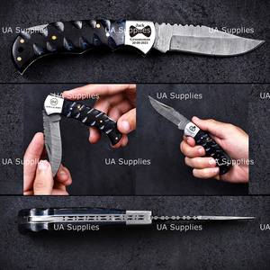 UA Supplies DIY Grade Handmade Carbon Steel Camping Folding Utility Knife Clip Point Blade Wood Handle Straight Edge 6.5 - Product Image 5