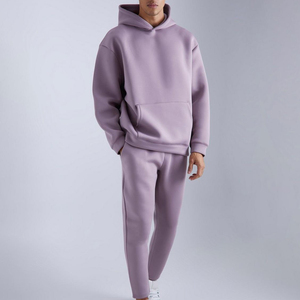 Men Tracksuit Set Hooded Solid Color Full Sleeve Loose Fit Casual Sweatshirt and Pants 100% Cotton Autumn Wear - Product Image 1