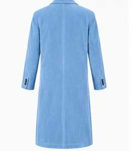 เสื้อโค้ทยาวสีน้ำเงินกรมท่าสำหรับผู้หญิง แขนยาว ติดกระดุม - Product Image 4