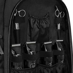 Sac à dos portable de grande capacité pour barbier et cosmétiques, rangement extérieur pour coiffeur avec 2 plateaux, trousse de maquillage en nylon - Product Image 5