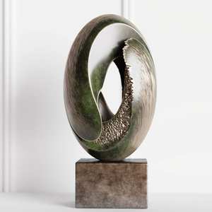 Sculpture abstraite en laiton et aluminium, art décoratif en métal, statue décorative, figurine en métal pour hôtel, décoration de table à domicile - Product Image 4