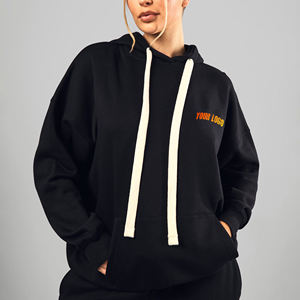 Sweat-shirts à capuche personnalisés avec logo pour femmes, pulls amples brodés unis, sweats à capuche surdimensionnés COI pour femmes - Product Image 4