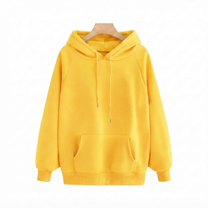 Sudadera con Capucha Personalizada, Bordada en Amarillo, Tejida, Sólida, Transpirable, de Secado Rápido, Gruesa, de Poliéster/Algodón para Invierno - Product Image 1