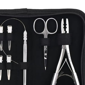 Kit d'outils pour extensions de cheveux en acier inoxydable noir mat, pinces noires pour micro-perles, anneaux nano, pinces de sectionnement des cheveux - Product Image 5