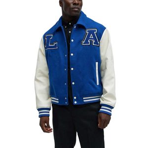 Veste de baseball en toile et peau de mouton pour homme, style streetwear d'hiver, personnalisable en gros - Product Image 1