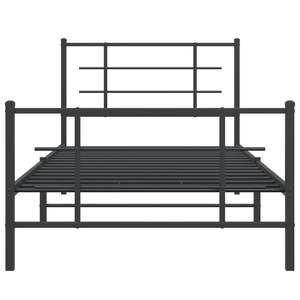 Cadre de lit double en acier noir avec revêtement poudré, lit rectangulaire en métal - Product Image 5