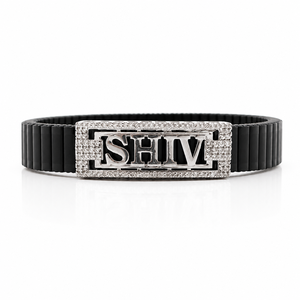 Shiv Letter <b>Charm</b> <b>Bracelet</b> Black Link <b>Silver</b> Plated Crystal Rhinestone Unisex Hiphop Style Fashion Jewelry - Product Image 1