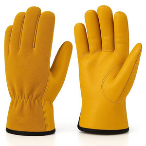Gants de travail de sécurité de qualité supérieure, couleur jaune, en cuir de vachette pleine fleur, pour entrepôt, jardinage et assemblage, avec poignet élastique - Product Image 1