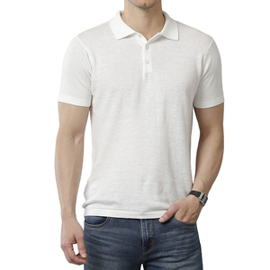 Custom logo <b>Linen</b> Fabric <b>Yarns</b> Polo Shirt Softness of Cotton Breathable <b>Linen</b> Material Solid Regular Fit Knitted T-shirt - Product Image 1