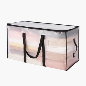 6 Pack 90L Large <b>Storage</b> Bags Foldable Closet Organizers with Reinforced Handle Plastic Clothing Containers <b>Clothes</b> <b>Storage</b> Bins - Product Image 1
