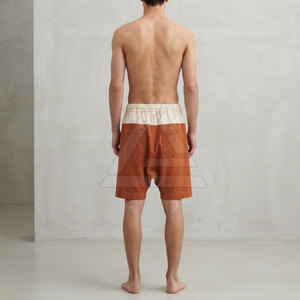 Relaxed Fit Drop Crotch <b>Shorts</b> <b>Men</b> Baggy <b>Knee</b> <b>Length</b> Wide Leg Drawstring Waist Cotton Blend Urban Streetwear - Product Image 4