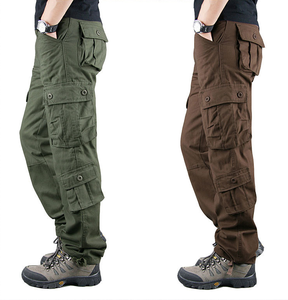Pantalones Cargo Casuales de Hombre de Alta Calidad al por Mayor con Seis Bolsillos, 100% Algodón, Tiro Medio, Holgados, Lavado Claro, con Logo y Botones en la Cintura - Product Image 4