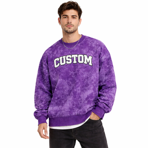 Bulk Wholesale Custom Logo Acid Washed <b>Sweatshirt</b> Oversized Crewneck Pullover Premium Fabric Fashion Streetwear for Men - Product Image 2
