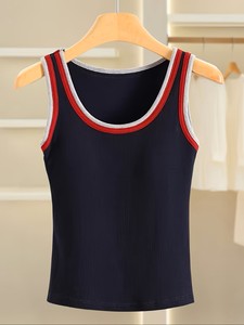 Top Deportivo de Yoga para Mujer con Bloques de Color - Camisola Roja y Gris en Contraste, Realza el Contorno del Pecho, Top Acanalado Sin Aros de Corte Ajustado - Product Image 5