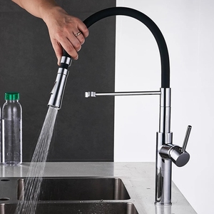 Robinet de cuisine en laiton doré de luxe |   Robinet mélangeur chaud/froid à bec rotatif à ressort monotrou pour usage hôtelier (vente en gros) - Product Image 3