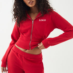 Vente en gros : Sweat à capuche court zippé pour femme, coupe ajustée, style décontracté et tendance 2026 - Product Image 1