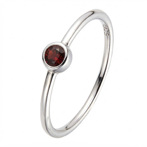 Bague de fiançailles et de mariage en argent sterling 925 plaqué rhodium avec grenat, sertie clos, style vintage pour enfant, usage quotidien, Janvier - Product Image 3