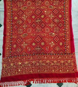 Dupatta de Algodón Sankar Gharchoda Premium con Trabajo Aari, Tiki Tankeli, Accesorio Tradicional para Bodas y Eventos Étnicos - Product Image 2
