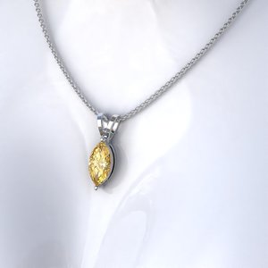 Fancy Yellow Marquise Cut Moissanite Pendant Women's Bunny Ear Bale Necklace 14K Gold Rhodium Plated Luxury IGI Certified - Product Image 2