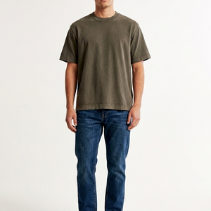 Camiseta de Moda con Lavado Ácido de Alta Calidad, Transpirable, Material Suave al Tacto, Algodón, Ropa Casual - Product Image 1