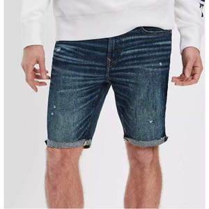 Pantalones Cortos Bermuda de Lona Azul Oscuro para Hombre, Lavado a la Piedra, Cintura Media, Cierre de Botones, Casuales, de Algodón Tejido Transpirable con Bolsillos - Product Image 4
