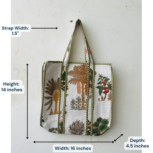 Bohemian Panelled Cotton Tote <b>Bag</b> Embroidery Floral Pattern Zipper Closure Eco-friendly <b>Foldable</b> Handmade Lightweight - Product Image 4