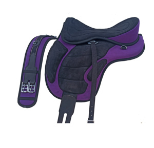 อานม้าอังกฤษ Freemax สีม่วงดำ แบบไร้โครง น้ำหนักเบา ยืดหยุ่น เหมาะสำหรับฝึกขี่ม้า พร้อมชุดอุปกรณ์ - Product Image 2