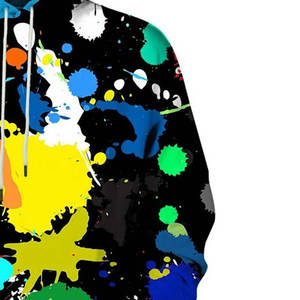 Sudadera con Capucha para Hombre, Estampado de Salpicaduras de Pintura Coloridas, Corte Regular, Estilo Casual, Transpirable, Tejido de Poliéster, Ropa de Primavera - Product Image 3