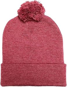 Red Knitted Beanie <b>Hat</b> With Pom Pom For <b>Men</b> <b>Winter</b> Warm Casual Cap 100 Acrylic Hand Made Solid Color Adult Size 56 58CM - Product Image 3