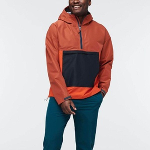 OEM Custom Waterproof Half-Zip Anorak Pullover | Color-Block Hooded Windbreaker with Long-Length Design for Outdoor Performance - Product Image 3