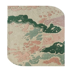 พรมขนสัตว์สีเบจหรูหรา กันลื่น กลับด้านได้ ลายแบบนามธรรม ขนยาวหนา เป็นมิตรกับสิ่งแวดล้อม ป้องกันแบคทีเรีย เหมาะสำหรับสัตว์เลี้ยง ทำด้วยมือ ทอมือ - Product Image 1