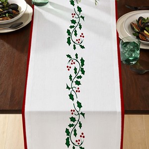 New Christmas Collection Cotton Embroidered Table <b>Runner</b> For Dining Table Eye Catching Pattern with Customized Size and Print. - Product Image 1