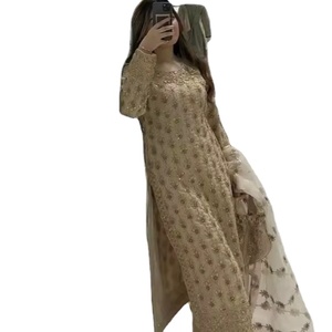 Muslim Women Wear All Over Zari& Lace Border Work Georgette Fabric <b>Pakistani</b> Salwar Suit for <b>Eid</b>& Ramdan Month Special - Product Image 1