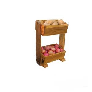 Estante de Almacenamiento Multiusos de Madera de Dos Niveles, Cesta para Frutas y Verduras, Organizador de Cebollas, Papas y Sabji para la Encimera de la Cocina - Product Image 5