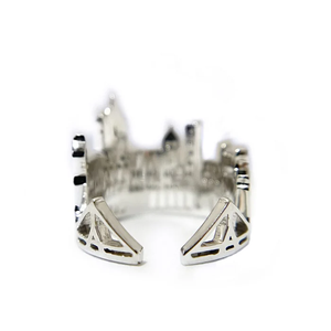 Bague Diamantée Femme Motif Paysage Urbain Sculptural, Plaqué Or Blanc et Or Rose 18K, avec Motifs Gateway India, Palais Taj Mahal et Sea Link - Product Image 3
